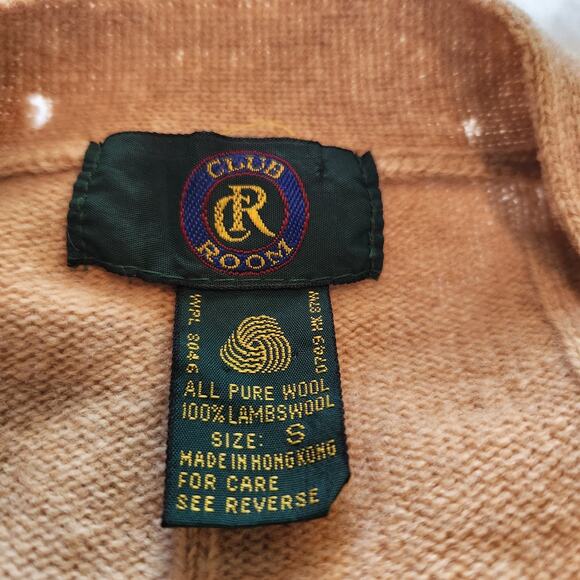 Vintage Club Room 100% Lambswool Camel Cardigan Men’s Small - Picture 5 of 10